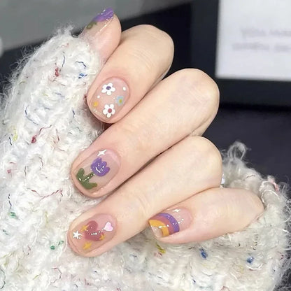 Cute Kawaii Bunny Press-On Nails 🐰✨ | 24 Pcs Full Coverage Acrylic Nail Art Set 🎨 | Reusable & Adorable Fake Nails with Tools! 💅🌸