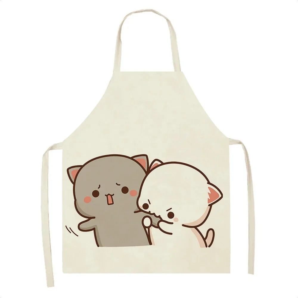 Cute Cartoon Cat Cooking Apron 💕🐱 - Fun & Mess-Free for Couples in the Kitchen 🍳👩‍🍳 - Pixie Quill