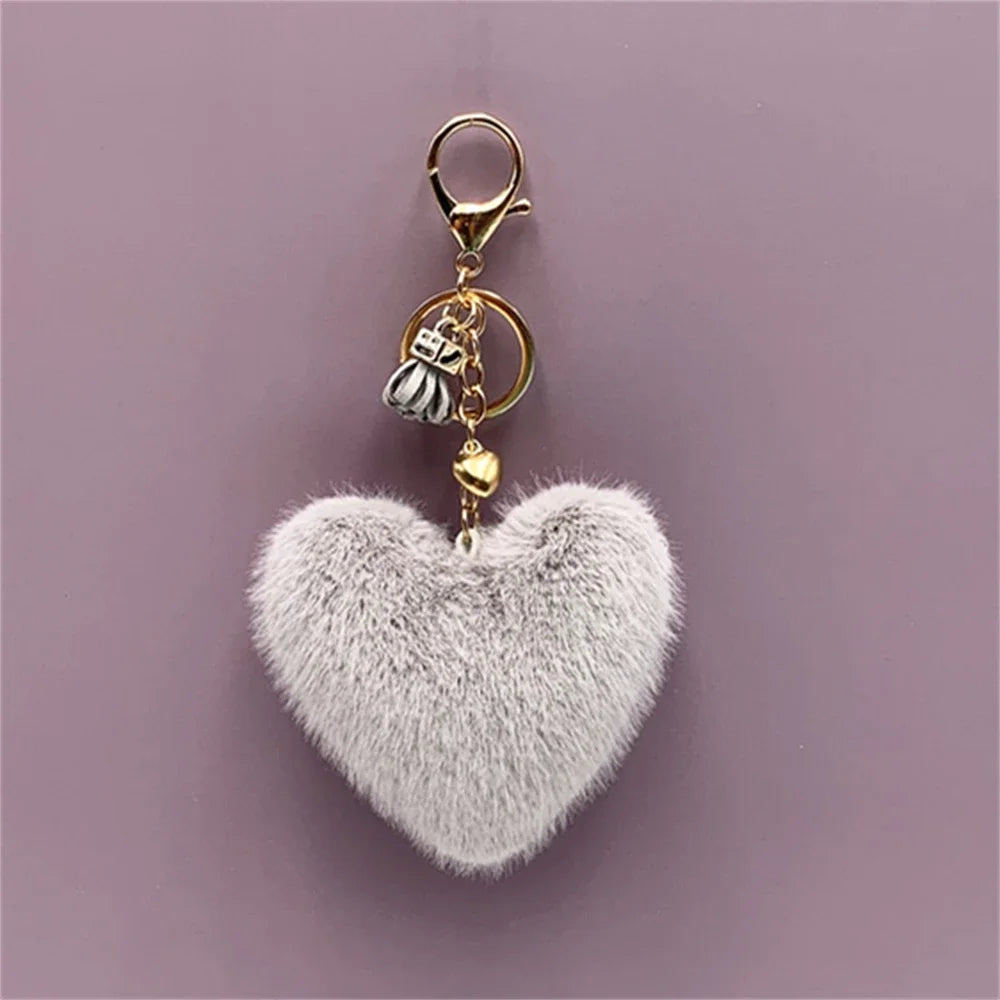 Kawaii Heart Pompom Keychain 🎀✨ | Adorable Plush Ball Accessories for Bags & Cars ❤️🎉 | Perfect Valentine Gifts for Couples 💖🥰