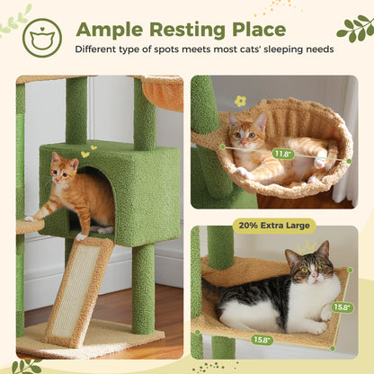 Cactus Cat Tree Floor To Ceiling Tower With Adjustable Height And Hammock 🐱🐾