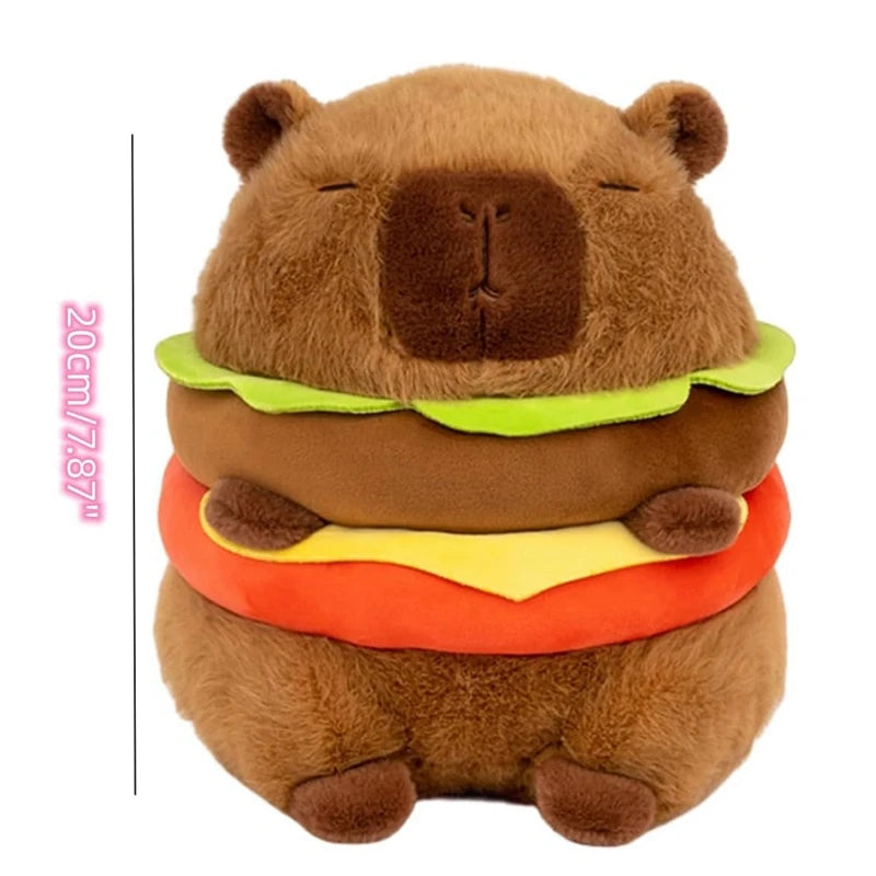 Kawaii Capybara Burger Plushie 🍔✨ | Adorable Soft Stuffed Animal Pillow for Cuddly Comfort 🐾💖