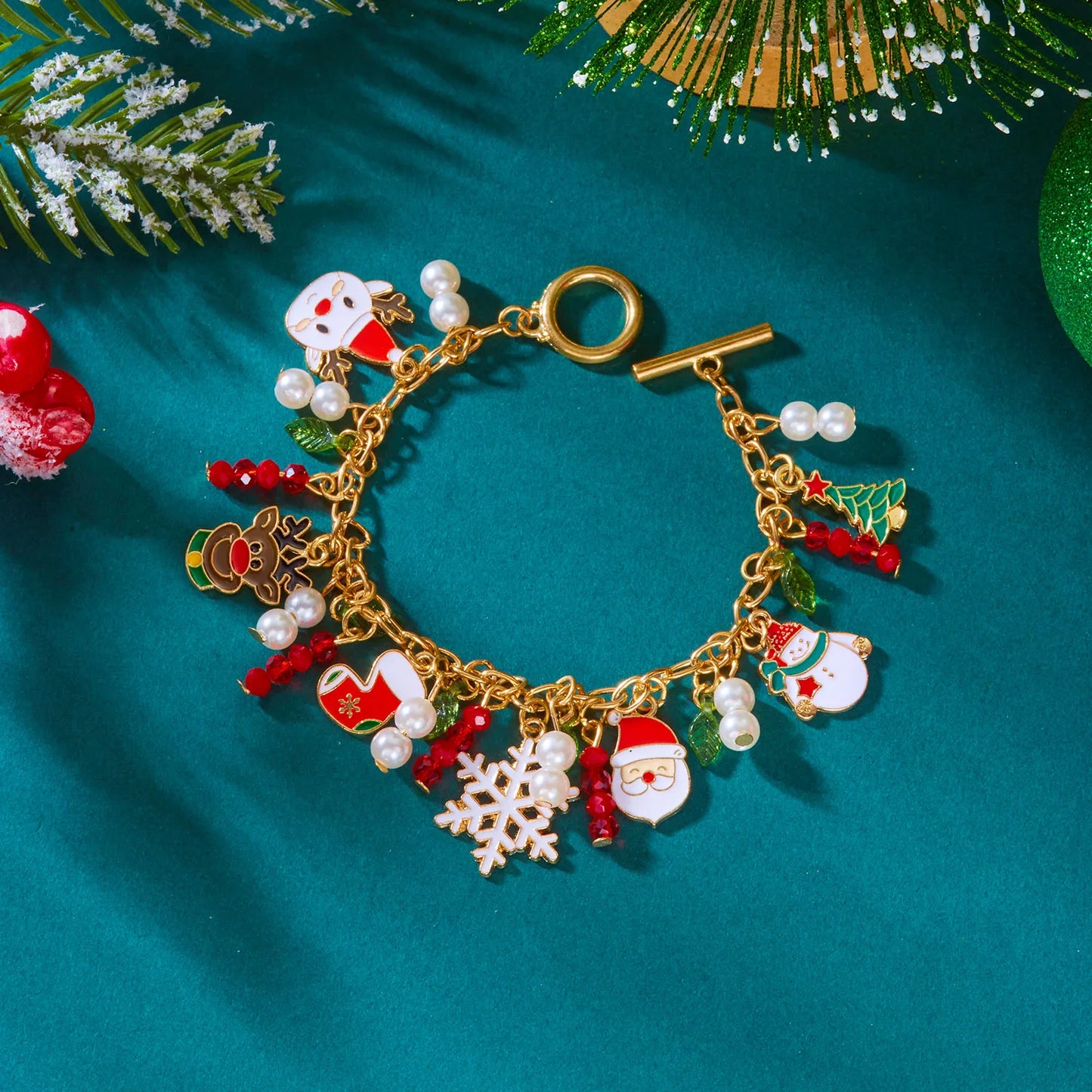 Whimsical Christmas Charm Bracelet For Women Santa Snowman Bell Chain 🎄⛄🎁