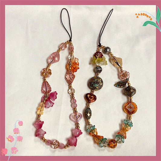Vintage Bead Bracelet Wrist Strap Phone Case Keychain Bag Pendant ✨📱