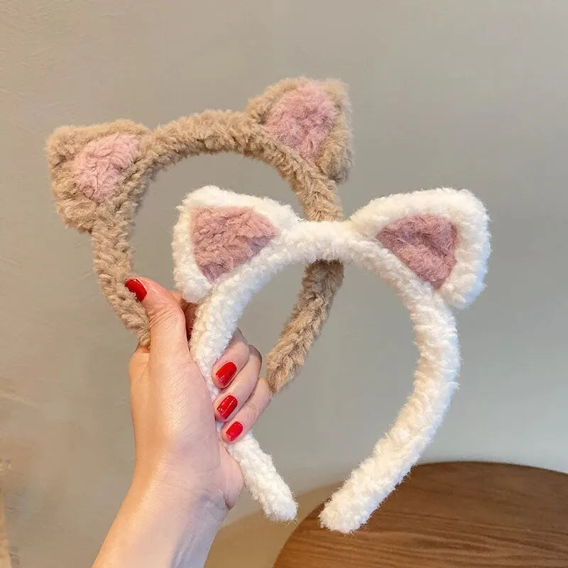 Kawaii Plush Cat Ear Hair Band 🎀✨ | Cute & Soft Headband for Makeup & Face Washing 🐱💖