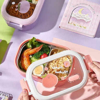 Kawaii Stainless Steel Bento Box 🥪✨ | Adorable Portable Lunch Container for Kids 🍱💖 | Sealed, Heatable & Eco-Friendly! 🌈