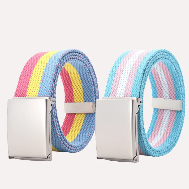 Kawaii Rainbow Striped Tactical Belt 🌈✨ Unisex Slim Fashion Accessory for Casual Vibes! 🐾🦄