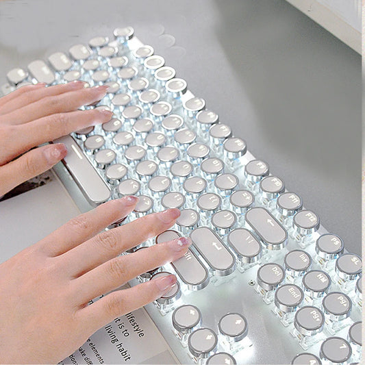 Kawaii 104 Keys Punky Mechanical Keyboard 🎀✨ | Cute Aluminum Alloy Wired Keyboard for Girls 💖 | Backlit Fun for Gaming & Office🏢🎮