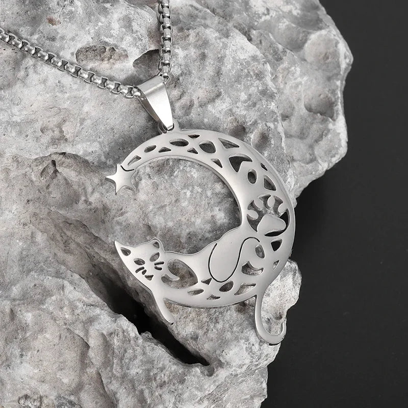 Kawaii Cat Couple Love Necklace 🐾💕 | Trendy Stainless Steel BFF Pendant Jewelry Gift for Friends & Lovers!
