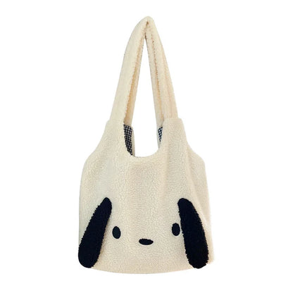 Kawaii Big Ears Plush Tote Bag 🐾✨ Soft Faux Fur Shoulder Bag for Women - Adorable Large Capacity Shopper!