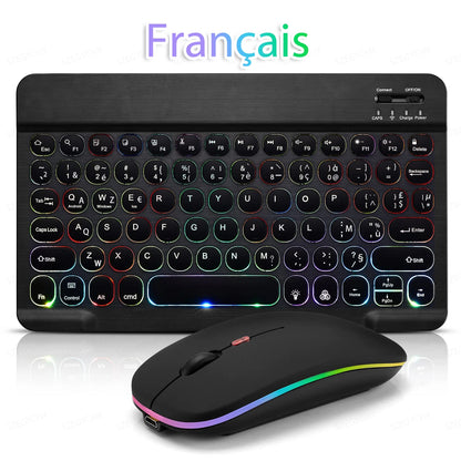 Kawaii Bluetooth Magic: Adorable 7-Color Backlit Keyboard & Silent Mouse for iPad & Tablets 🐾✨💖