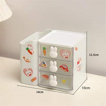 Kawaii Rabbit Desk Organizer 🐰✨ – Cute Multifunctional Drawer & Pencil Holder for Stylish Study Spaces! 🖍️📚