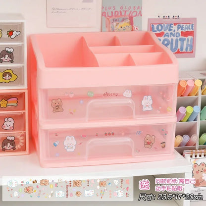 Kawaii Multi-Layer Drawer Organizer 🌟✨ | Cute Desktop Storage Box for School & Office Supplies 🖍️💖