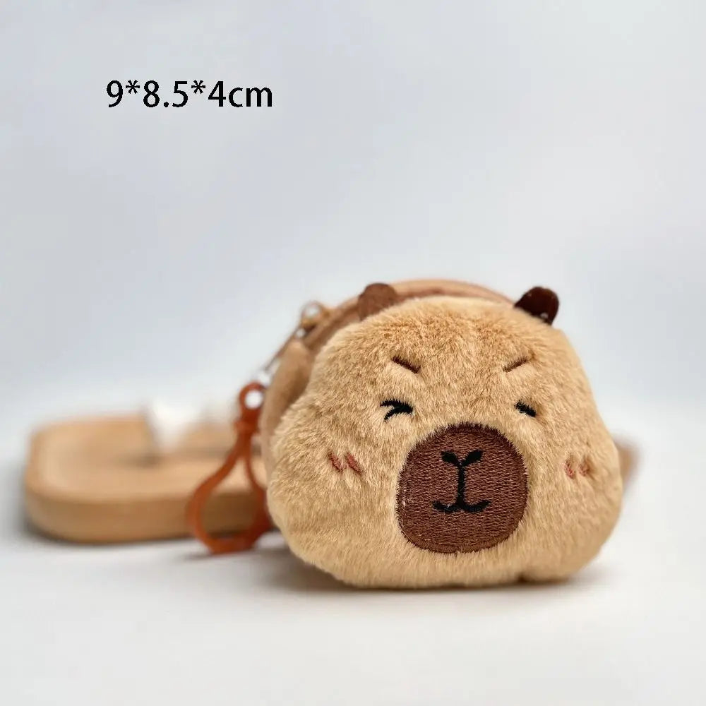 Kawaii Capybara Plush Coin Purse 🐾✨ Cute Cartoon Round Bag for Headphones & More! 🎀