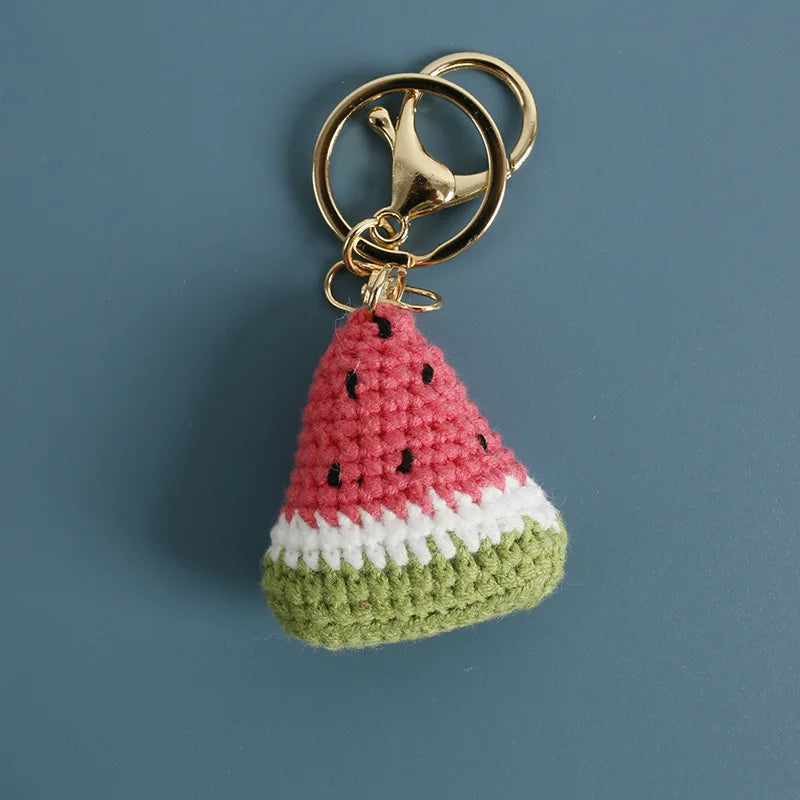 Watermelon Weaving Crochet Keychain Wool Pendant Gifts For Keys 🍉🧶