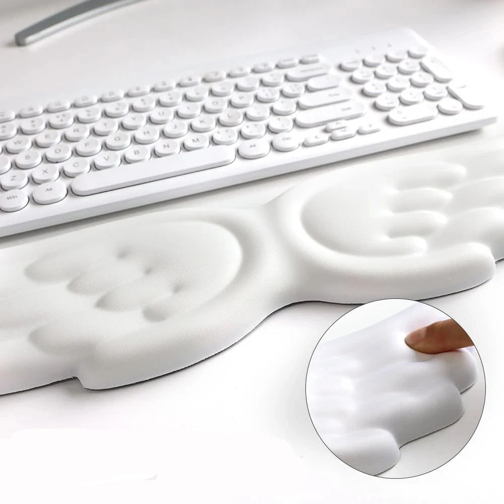 Kawaii Angel Wing Memory Foam Wrist Rest & Mouse Pad Set 🌸✨ Ergonomic & Non-Slip for Happy Typing! 💖🖱️