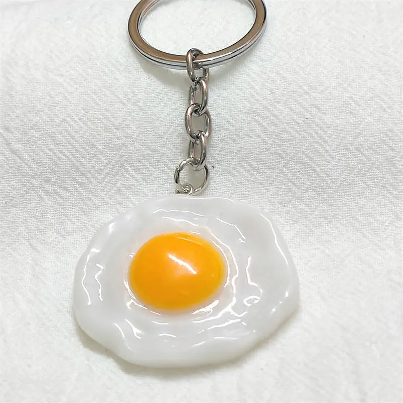 Kawaii Omelette & Poached Egg Keychain Charm 🍳✨ Cute DIY Jewelry Accessory Gift for Him & Her! 💖