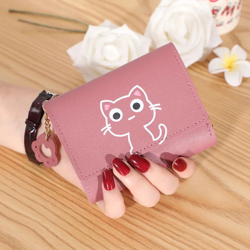 Kawaii Cat-Themed PU Leather Wallet 🐱💖 | Adorable Short Purse for Ladies | Perfect Gift for Cat Lovers! 🎁✨