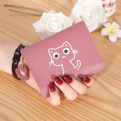 Kawaii Cat-Themed PU Leather Wallet 🐱💖 | Adorable Short Purse for Ladies | Perfect Gift for Cat Lovers! 🎁✨