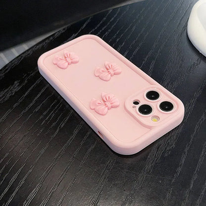 Kawaii 3D Pink Butterfly Silicone Phone Case 🦋✨ | Soft & Shockproof Cover for iPhone 16/15/14/13/12/11 Pro Max XS XR X 7 8 Plus SE 💖