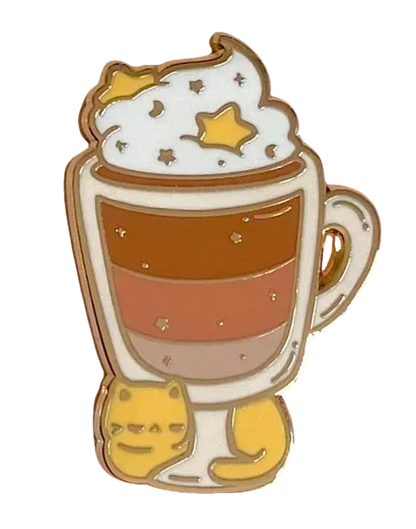 ✨ Kawaii Celestial Cat Cafe Enamel Pin 🌙 - Whimsical Accessory for Playful Styles! 🐾