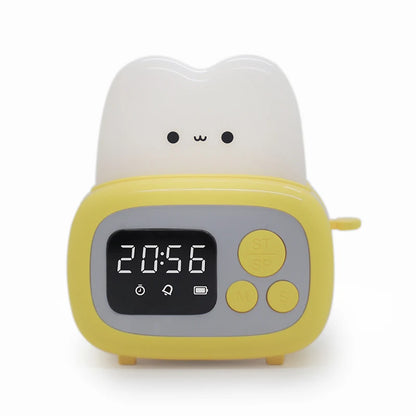 Kawaii LED Toaster Alarm Clock 🍞⏰ - Cute Cartoon Night Light with Timer Function for Whimsical Bedside Decor ✨🌙