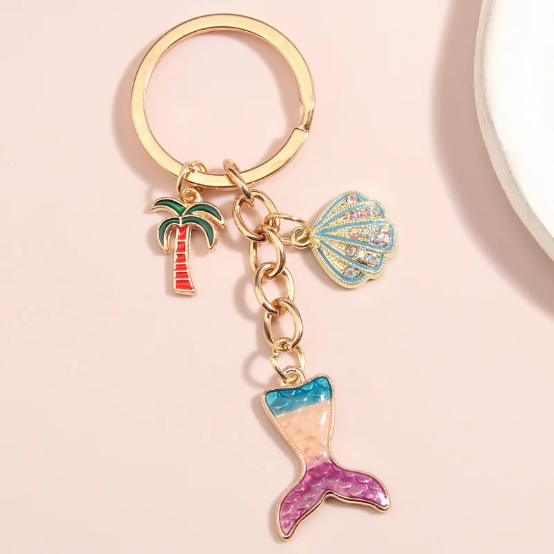 Whimsical Sea Life Keychain Gift Set Mermaid Tail Shell Starfish Charms 🐚💖