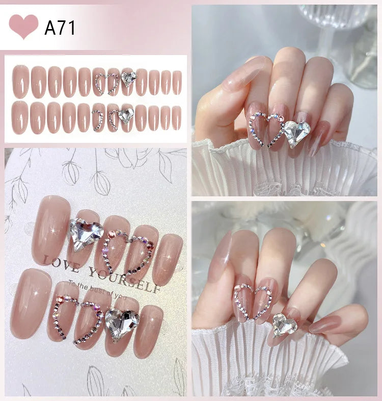 Kawaii Blush Pink 3D Bowknot & Pearl Press-On Nails 💖✨ | 24pcs Adorable Fake Nail Tips for Cute DIY Manicures!