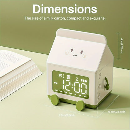 Kawaii Milk Box Mini Alarm Clock 🕒✨ – Cute Countdown Timer & LED Date Display for Your Cozy Bedroom! 💖📅