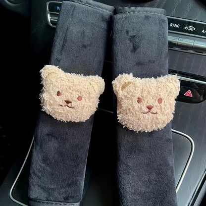 Kawaii Bear Seat Belt Cushions 🐻✨ | 2pcs Adorable Shoulder Strap Protectors for Kids & Children