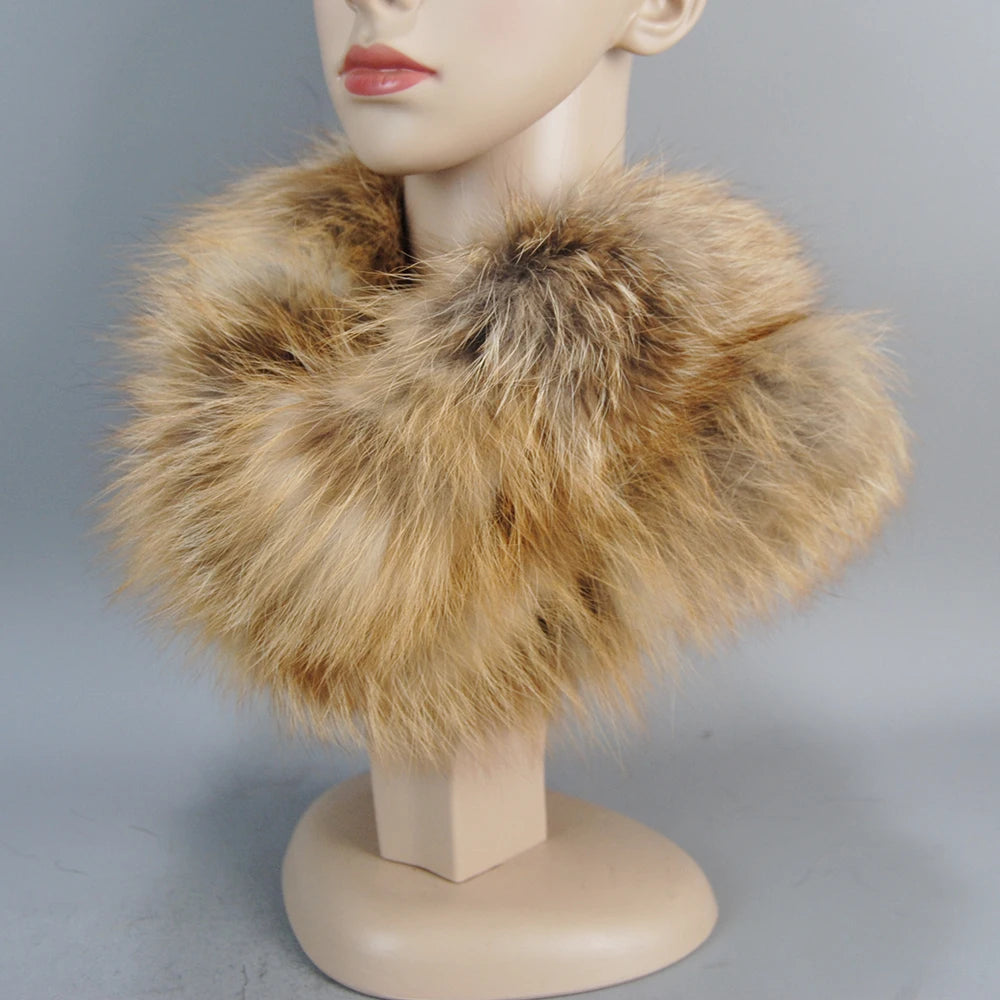 Luxurious Real Fox Fur Scarf For Women With Raccoon Fur Accents Winter Warmth Cute Cozy Headbands And Muffler 🦊❄️