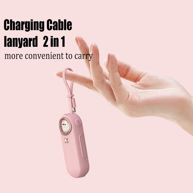 Kawaii 5000mAh Mini Power Bank 🌈 Cute Cartoon Design with Built-in Cable for Universal Phones 📱✨