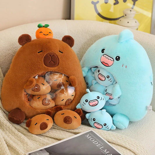 Kawaii Capybara Shark Snack Bag Plush 🦈✨ - Super Soft Cartoon Cushion Pillow for Fun Room Decor & Unique Gifts 🎁💕