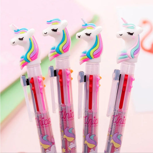 Unicorn 6-in-1 Colorful Ballpoint Pen 🦄✨ - Kawaii School & Office Stationery Drawing Marker - Ellen Brook