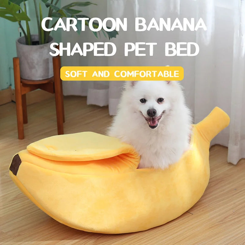 🍌 Cozy Banana Pet Bed 🐾 Cute & Comfy Nest for Cats & Dogs 🌟
