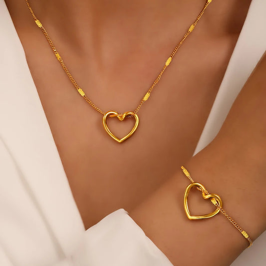 Kawaii Twisted Heart Stainless Steel Jewelry Set 💖✨ - Luxurious & Trendy Gift for Her! 🎁