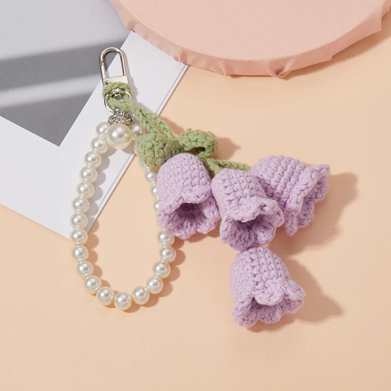 Pastel Handmade Crochet Flower Keyring For Bags And Cars 🧶🌸 Cute Gift