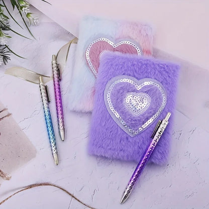 2 Pcs Tie-Dye Heart Plush Notebook Set Planner Diary Gift 🎀✨