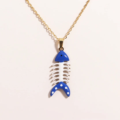 Cute Colorful Enamel Fish Pendant Necklace For Women Waterproof Gold Tone 🐟💖🌊