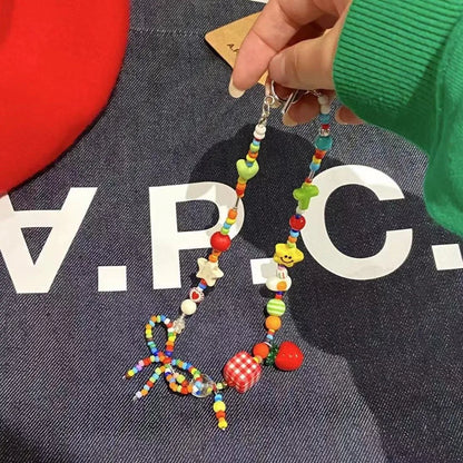 ✨ Cute Y2K Acrylic Bowknot Necklace 🌈 Colorful Beaded Charm for Trendy Women 🎀✨