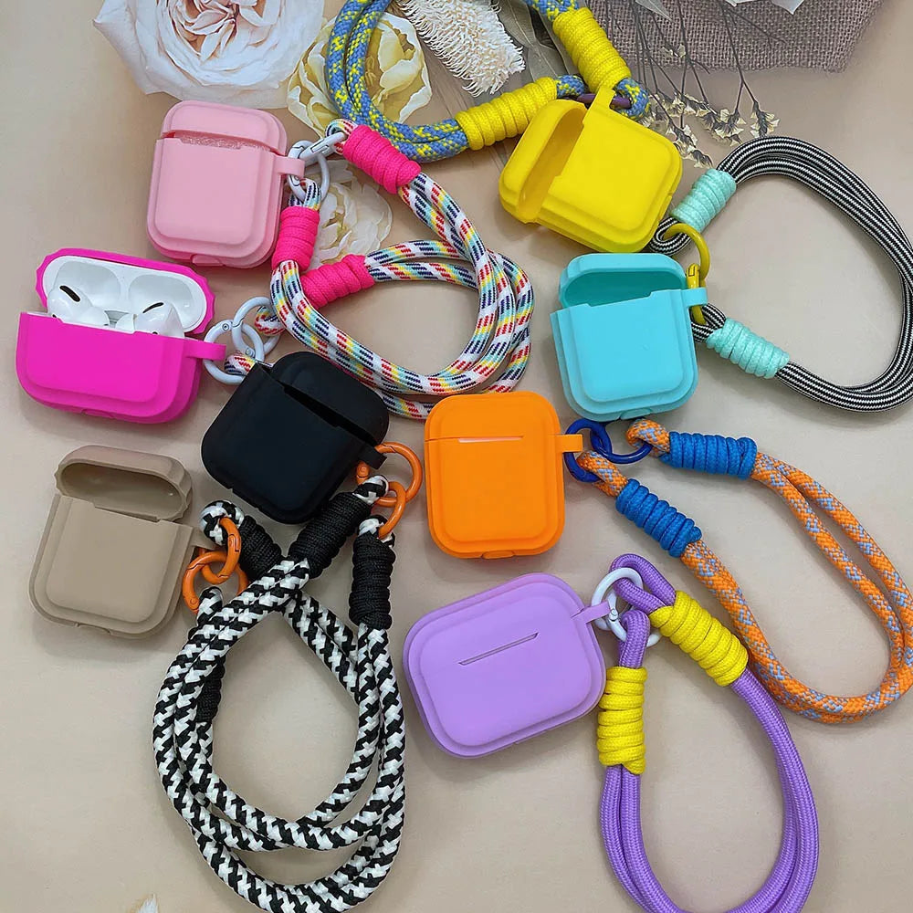 ✨ Cute & Colorful Silicone AirPods Case 🎀 | Adorable Girl Earphone Cover with Anti-Lost Lanyard 💖 - Pixie Quill