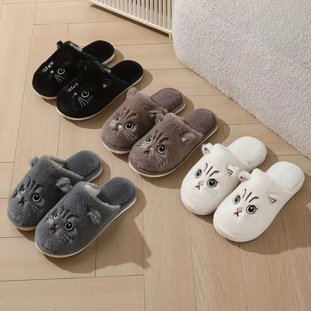 Cozy Plush Cat Slippers For Women Warm Indoor Shoes With Non Slip EVA 🐾🐱