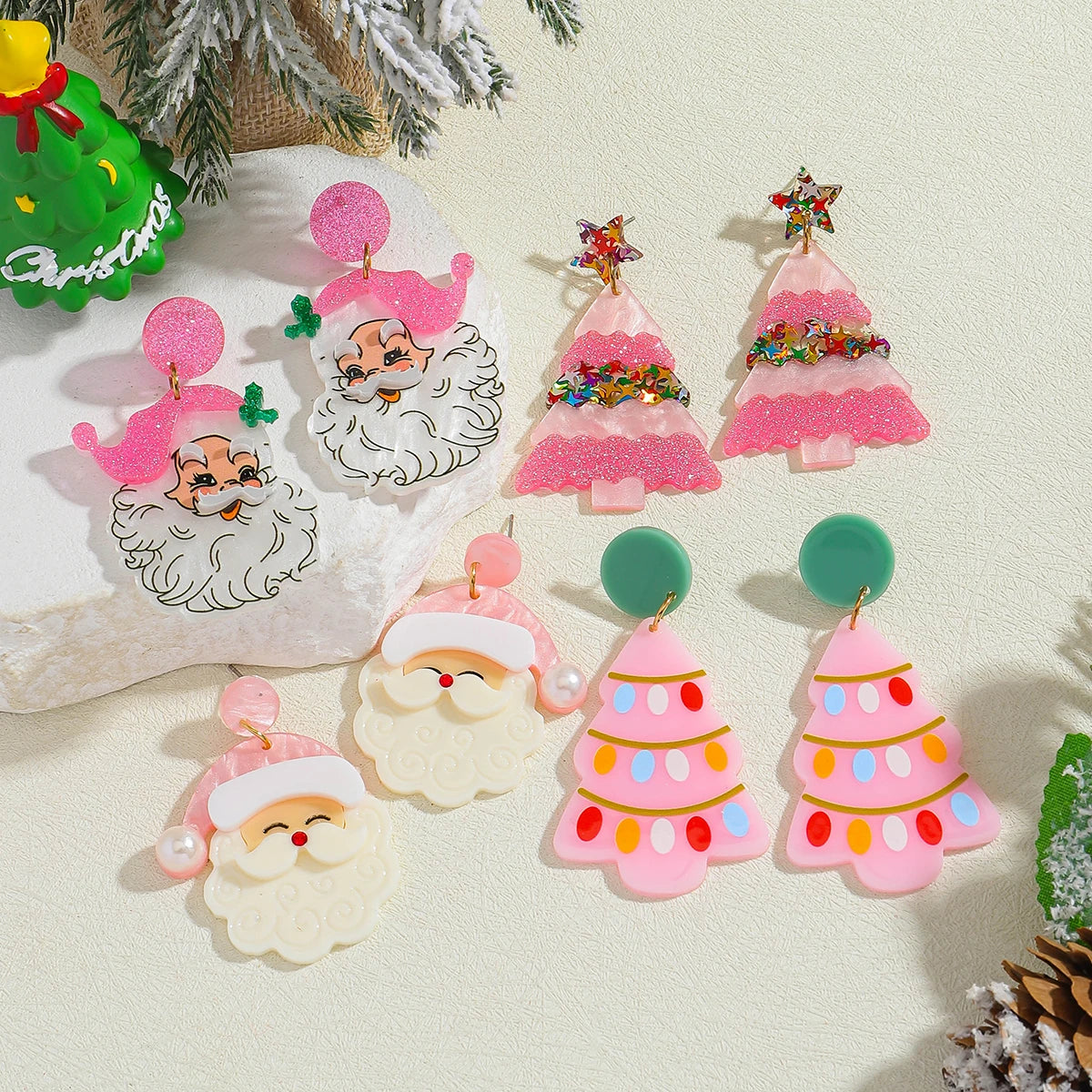Acrylic Santa Drop Earrings Christmas Tree Charm Holiday Accessory For Women 🎄🎅