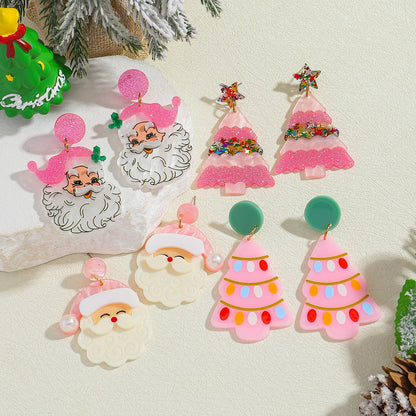 Acrylic Santa Drop Earrings Christmas Tree Charm Holiday Accessory For Women 🎄🎅