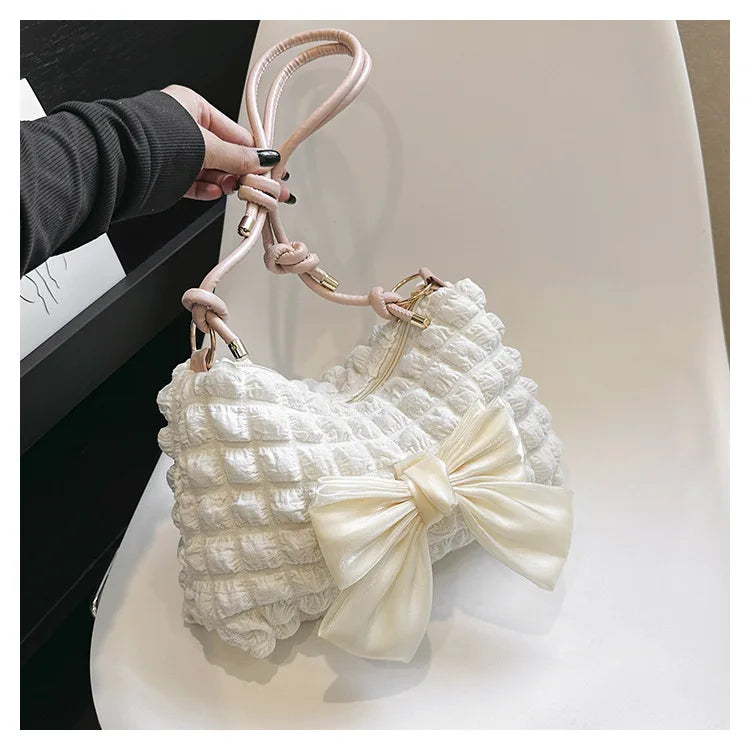 Kawaii Bowknot Tote 👜✨ | Adorable Women's Shoulder Bag 💖 | Retro Chic Crossbody Purse for Fashionistas 🌟