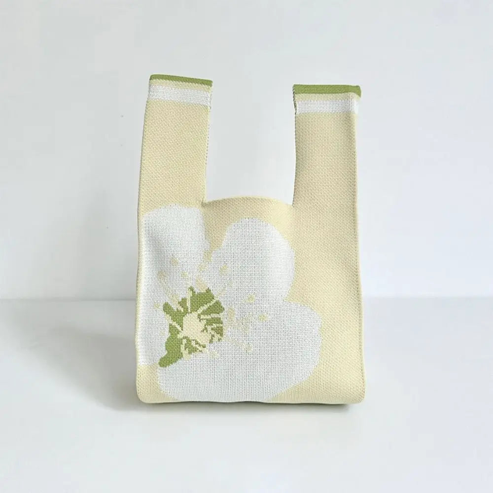 Kawaii Floral Knitted Tote 🌸 | Versatile Shopping Bag 🎀 | Cute Handbag for Weddings & Candy Packaging 🍬