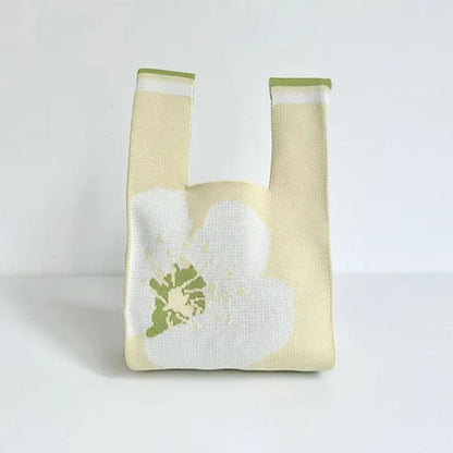 Kawaii Floral Knitted Tote 🌸 | Versatile Shopping Bag 🎀 | Cute Handbag for Weddings & Candy Packaging 🍬