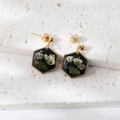 Elegant Pressed Flower Earrings For Women Natural Blue Floral Drop Earrings Handmake Epoxy Resin Plant Earring Jewelry Wholesale