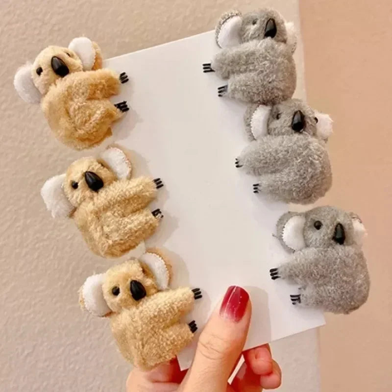 Kawaii Koala Bear Plush Hair Clips for Adorable Hairstyles 🐨✨ Cute Animal Hairpins for Women & Girls - Perfect for Daily Wear! 🎀