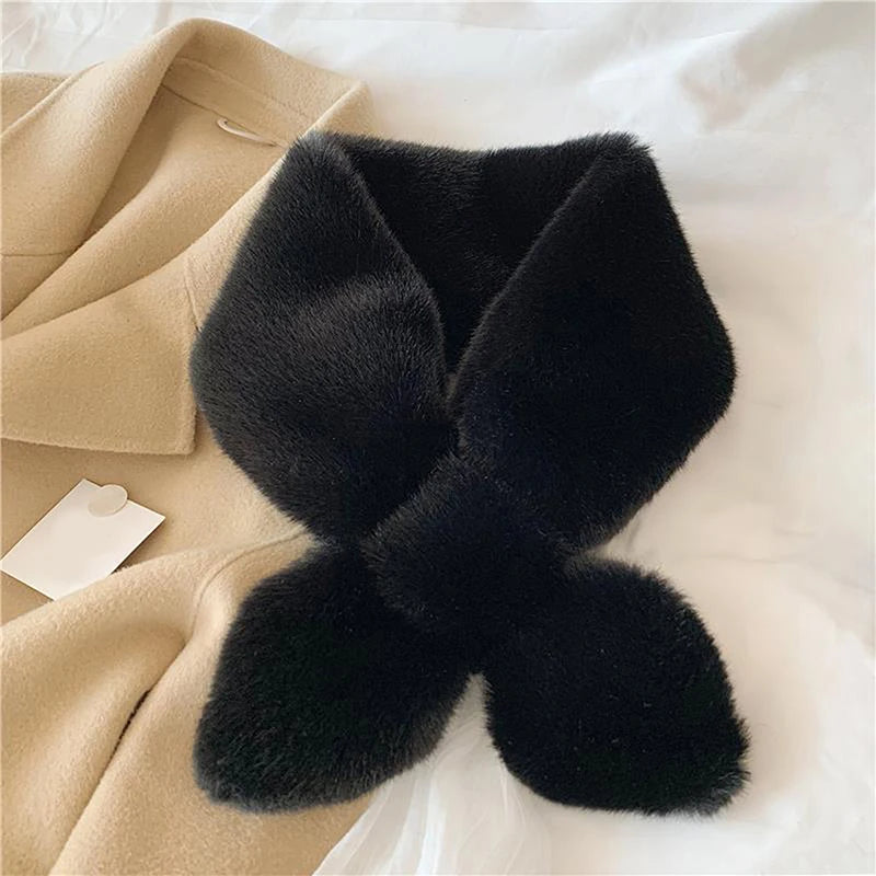 Whimsical Faux Fur Collar Scarf For Women Winter Warmth Cute Plush 🌈🐰❄️