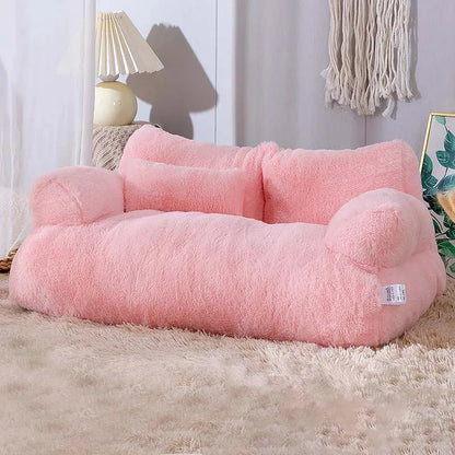 Kawaii Cozy Cat Sofa 🐾✨ Plush Winter Nest for Small Pets 🐱💖 Comfortable & Warm Bed with Pillow!